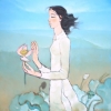 woman and lotus flower